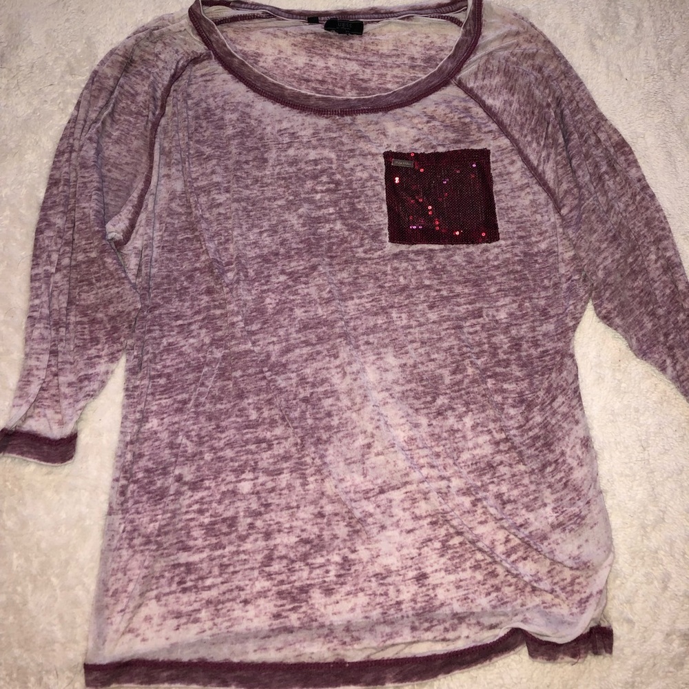 Purple 3/4 Sleeve GUESS Shirt